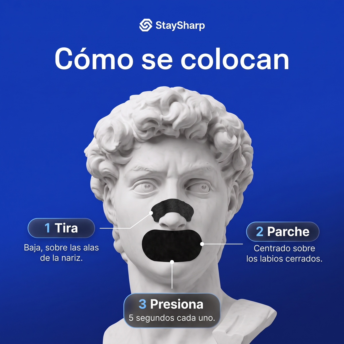 Parche bucal Negro + Tira nasal StaySharp