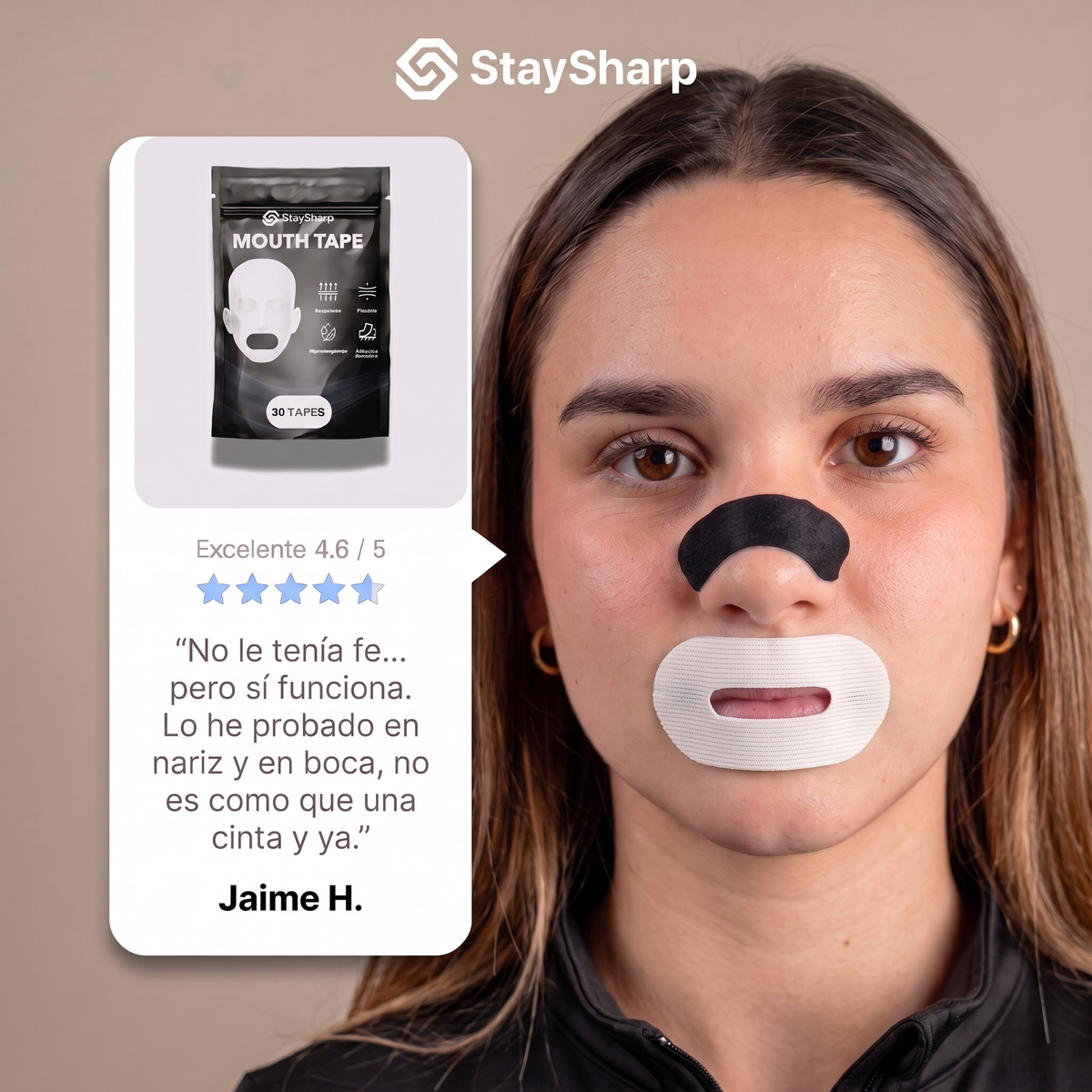 Parche bucal con orificio + Tira nasal StaySharp