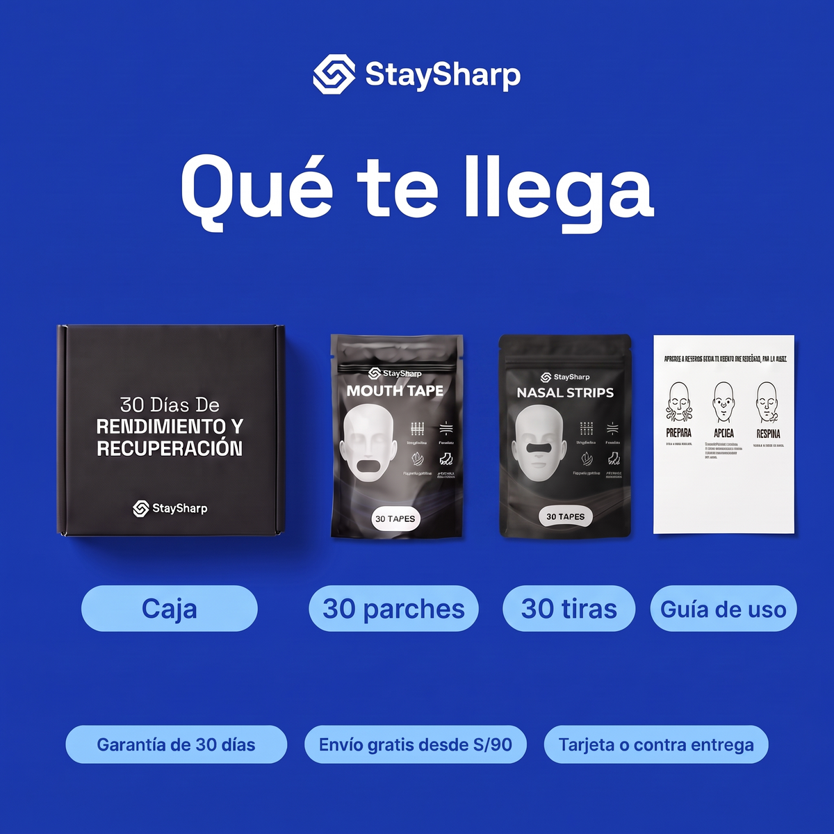 Parche bucal Negro + Tira nasal StaySharp